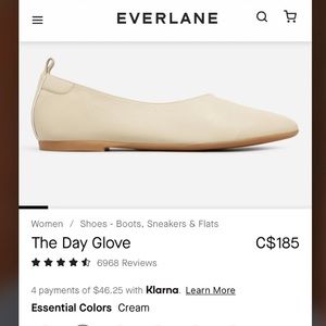 Everlane Day Glove Flat in Cream, Size 6